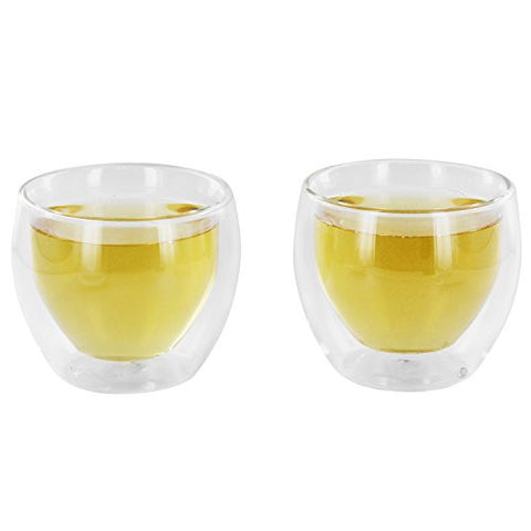 Set of 2 Double Wall Glass Tea Cups