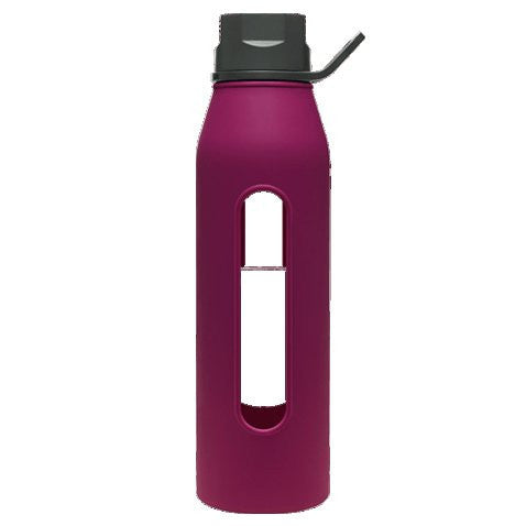 Purple Twist Cap Glass Bottle with Silicone Sleeve