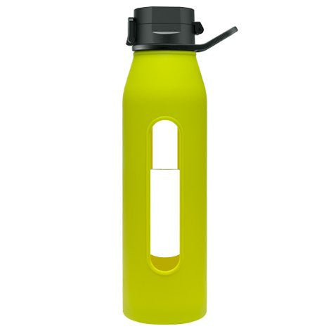 Green Flip Cap Glass Bottle with Silicone Sleeve