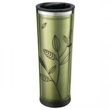 Green Insulated Leaf Tumbler with Infuser