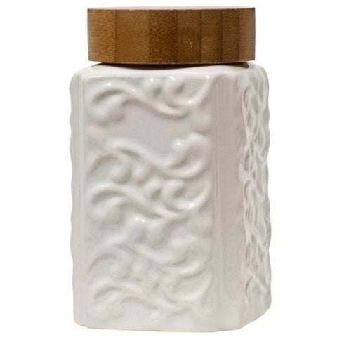White Embellish Porcelain Tea Canister