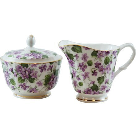 Violet Creamer and Sugar