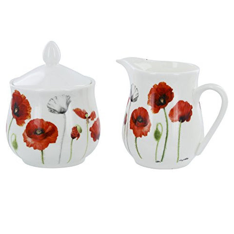 Poppies Bone China Cream and Sugar