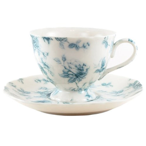 Blue Rose Toile Cup and Saucer