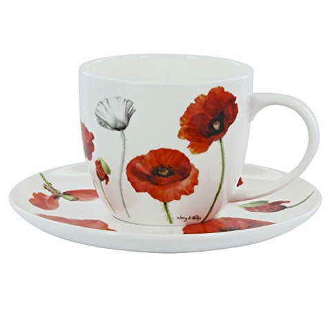 Poppies Bone China Cup and Saucer