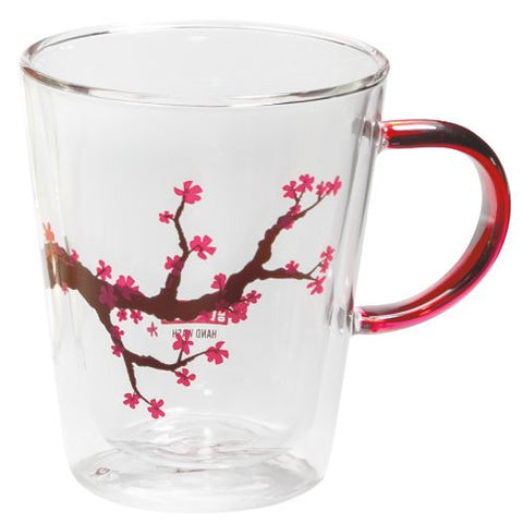 Blooming Branch Double Wall Glass Mug