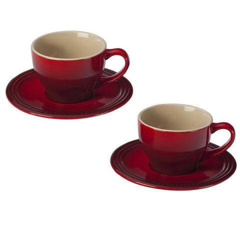 Set of Two Cherry Cups and Saucers