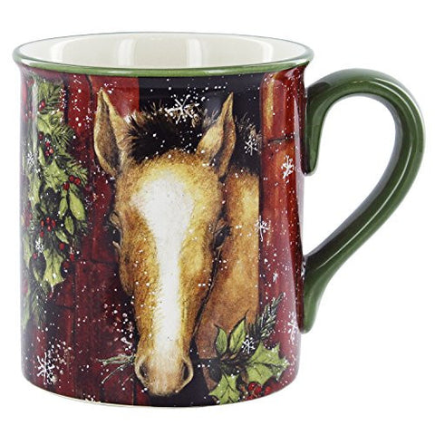 Tan Holiday Horse Mug
