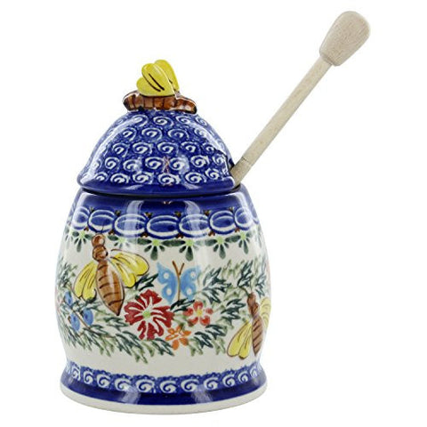 Polish Pottery Butterfly Honey Pot