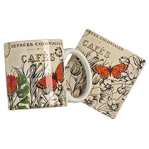 Vintage Floral Mug and Coaster Set