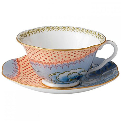 Wedgwood Butterfly Bloom Blue Peony Tea Cup and Saucer