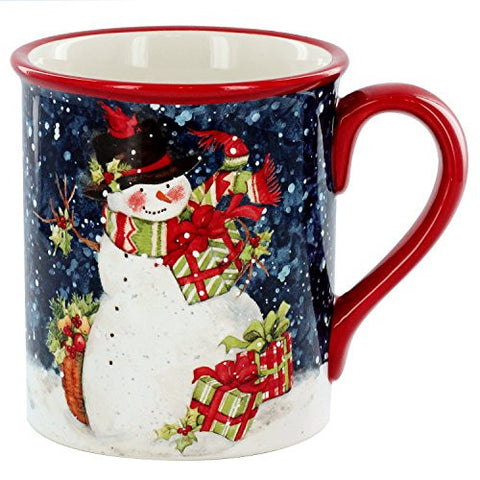 Bird on Hat Snowman Mug