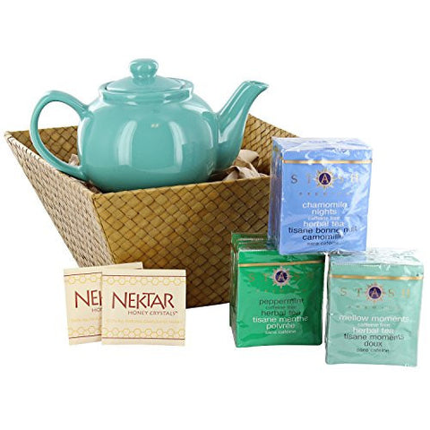Relax Gift Basket with Teas, Teapot and Honey