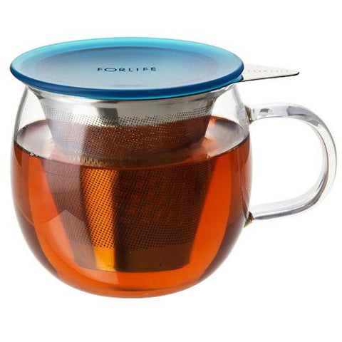 Teal Lucidity Glass Brew-In Tea Cup