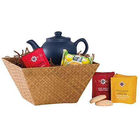 Classic Gift Basket with Teas, Teapot and Cookies