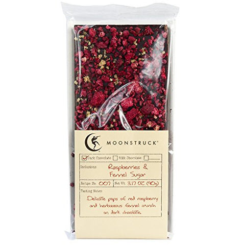 Moonstruck Dark Chocolate Raspberry and Fennel Bark Bar