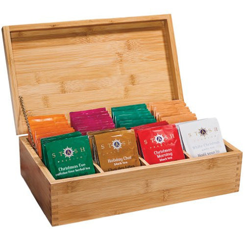 Bamboo Tea Chest with Holiday Teas