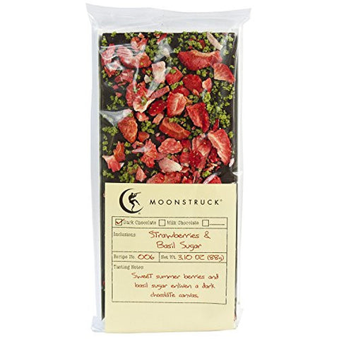 Moonstruck Dark Chocolate Strawberry and Basil Bark Bar