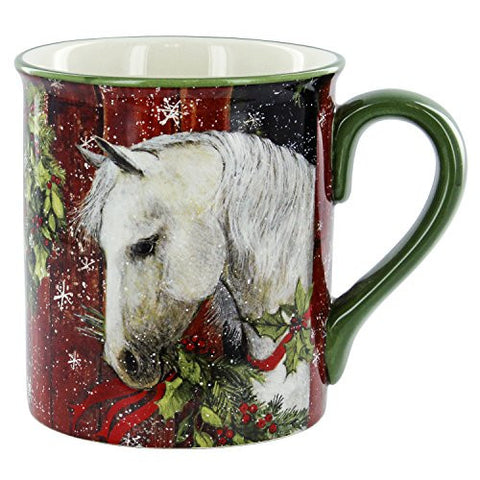 White Holiday Horse Mug