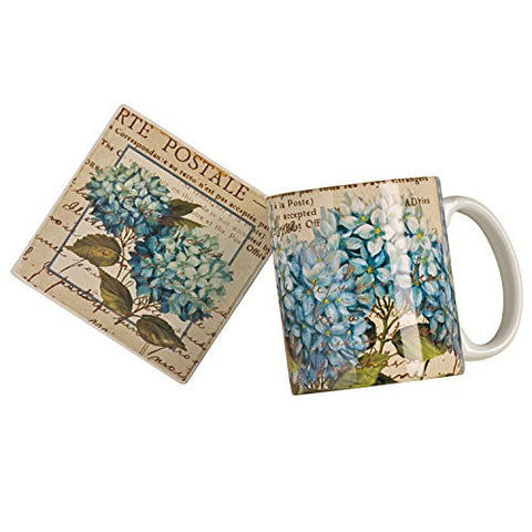 Blue Hydrangea Mug and Coaster Set