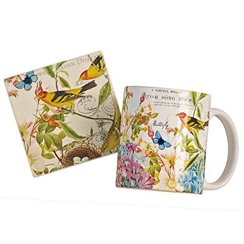 Botanical Birds Mug and Coaster Set