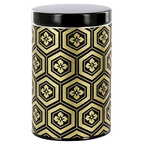 Gold and Black Blossom Crest Tea Canister