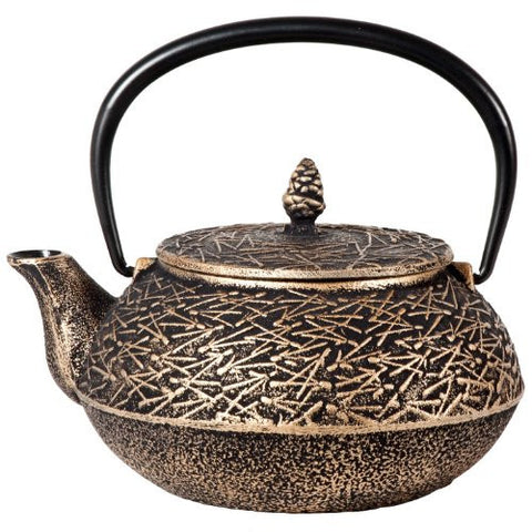 Black and Gold Pine Needle Tetsubin Teapot